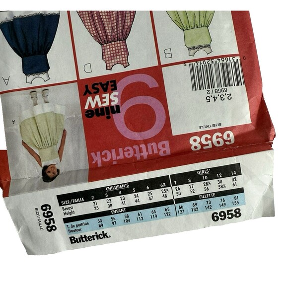 Butterick 6958 EASY Sewing Pattern Sew Easy Children's Dress Sizes 2-5 UNCUT - Picture 2 of 3